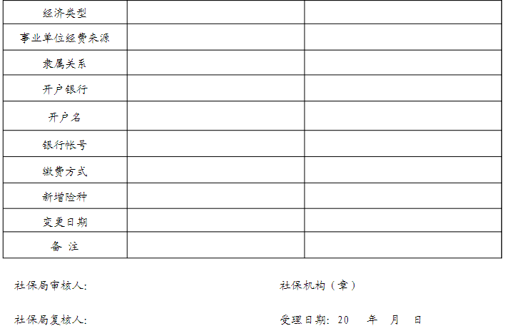 社会保险变更登记表（表二）