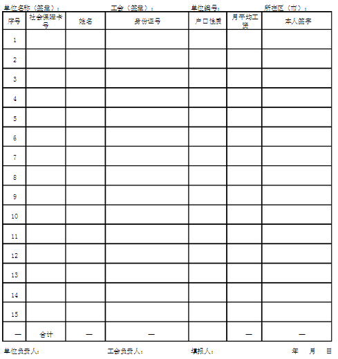 社保缴费基数确认表