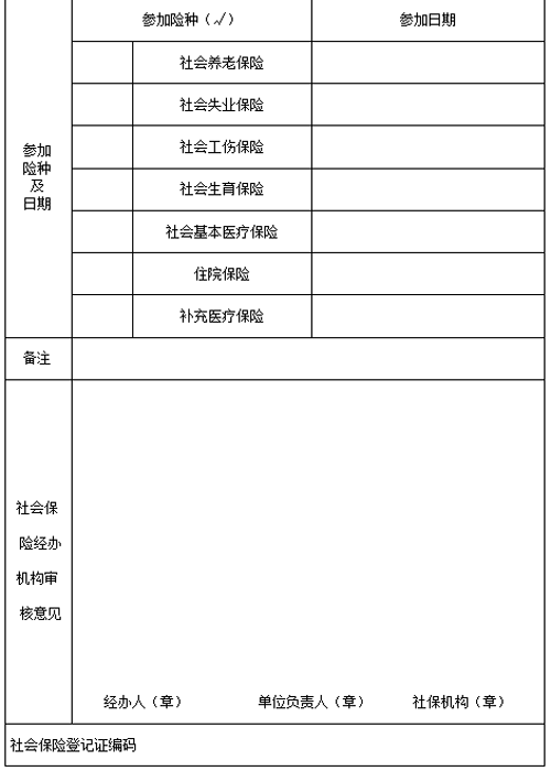 社会保险登记表样本3