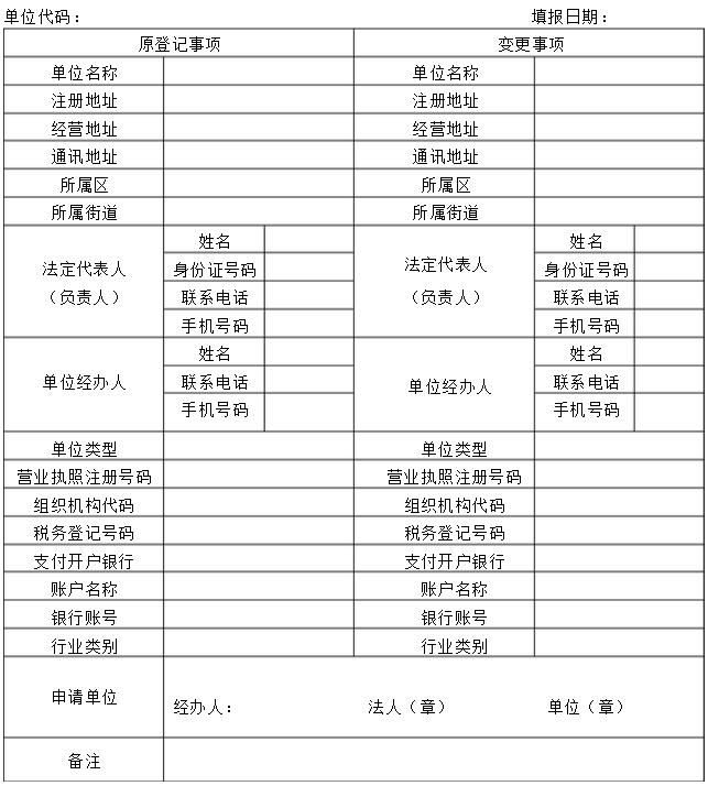社保经办人变更登记申请表