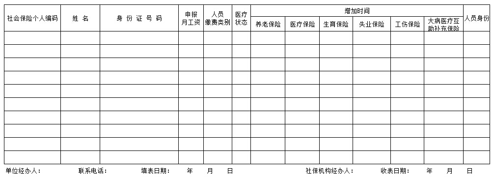 社保人员增加表