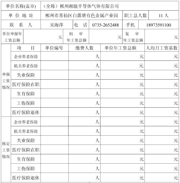 社保五险缴费基数申报核定表